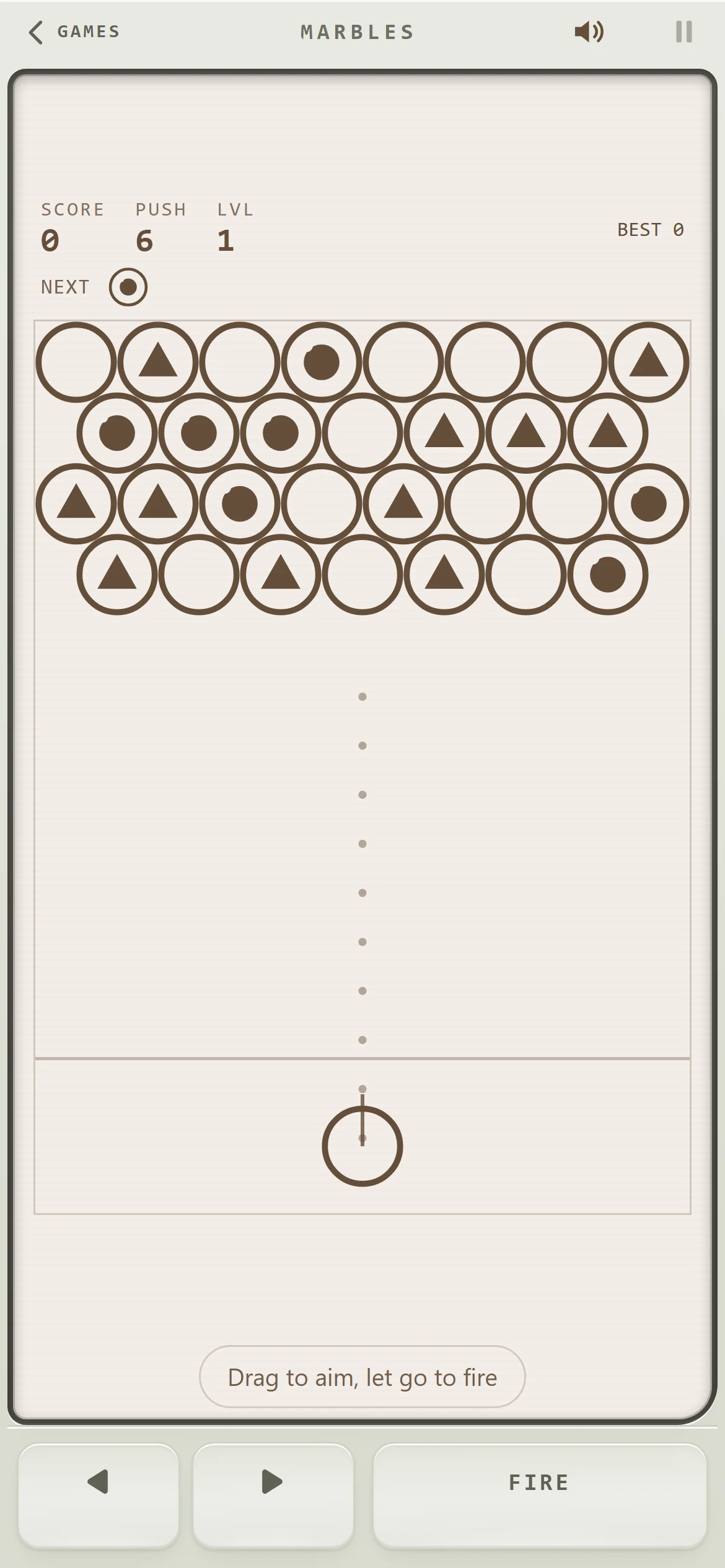 Marbles: a wall of shapes to aim at.