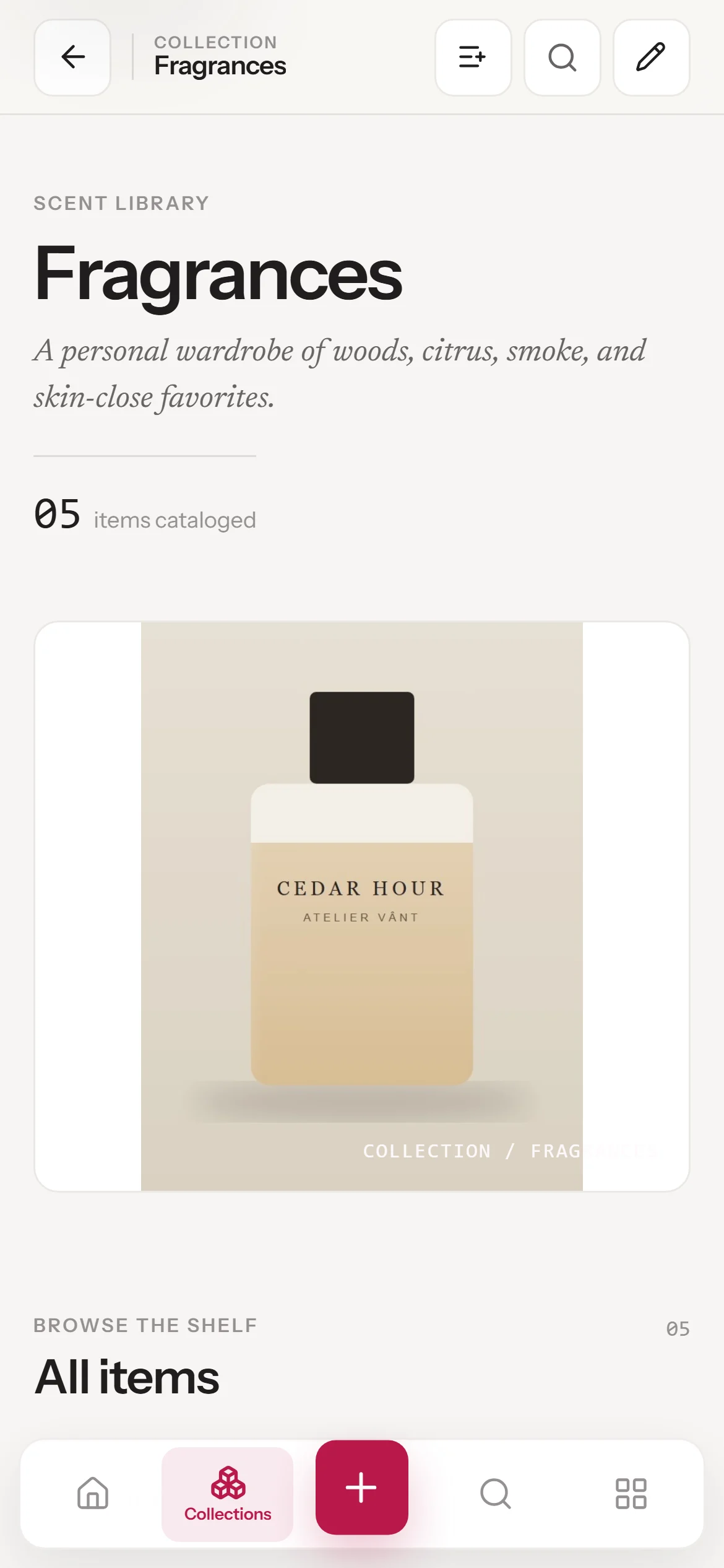 A collection with its own description and shelf.