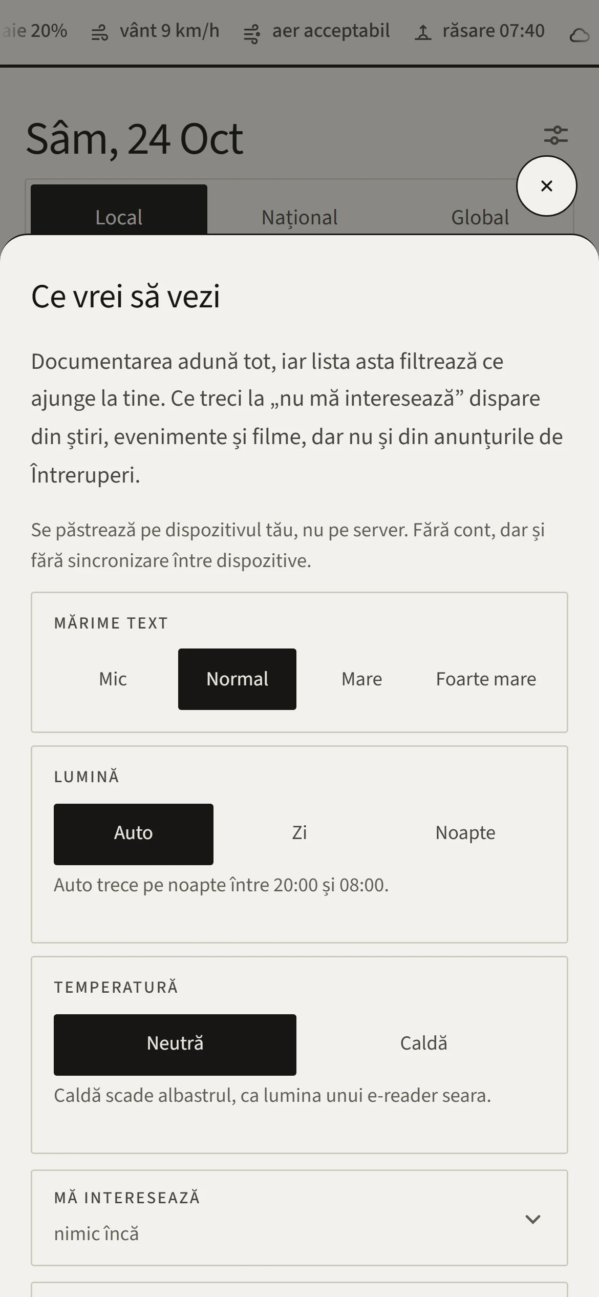 Settings: what you want to see, in plain words.