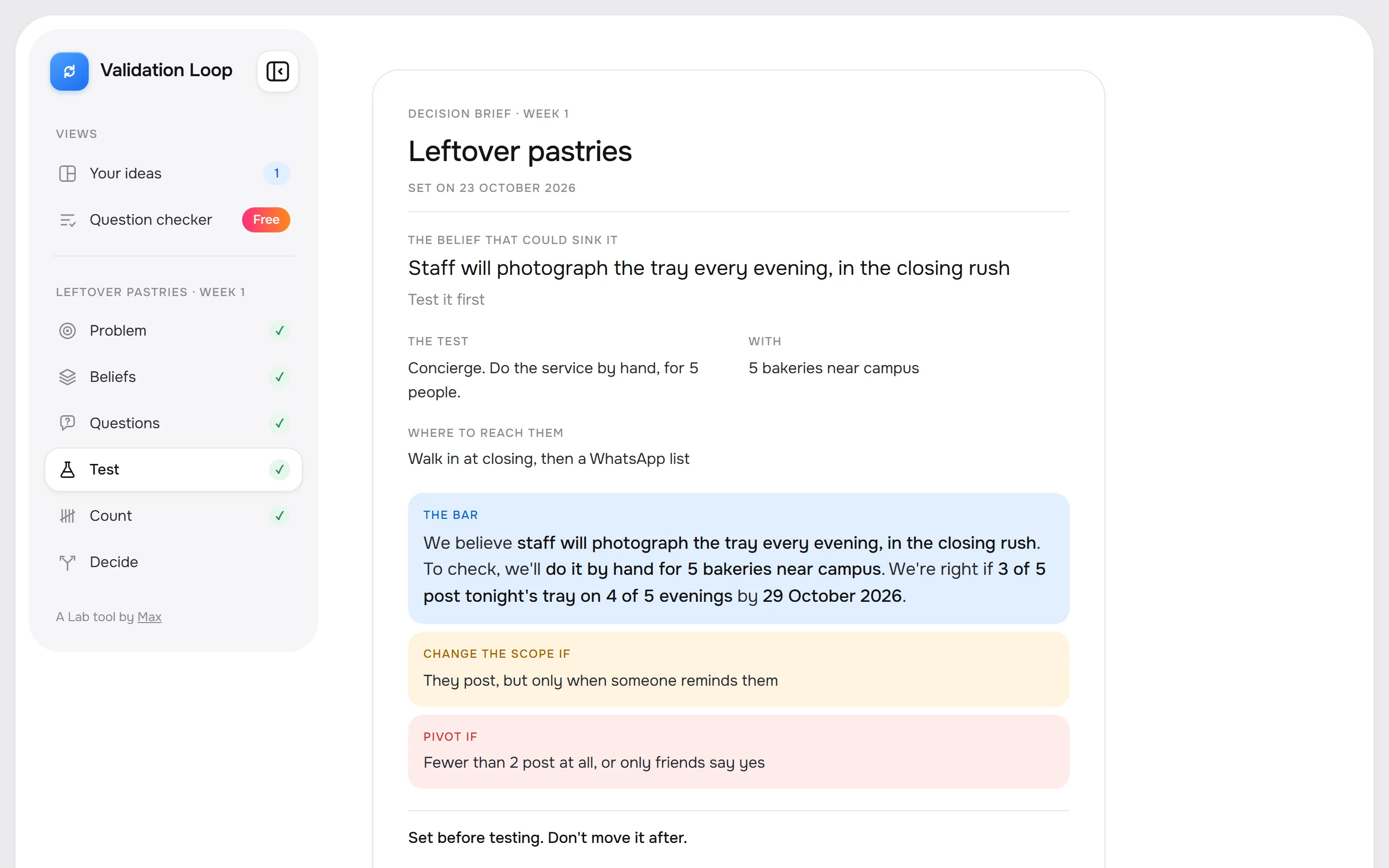 The bar as a one-page brief, ready to save as a PDF or share as a link.