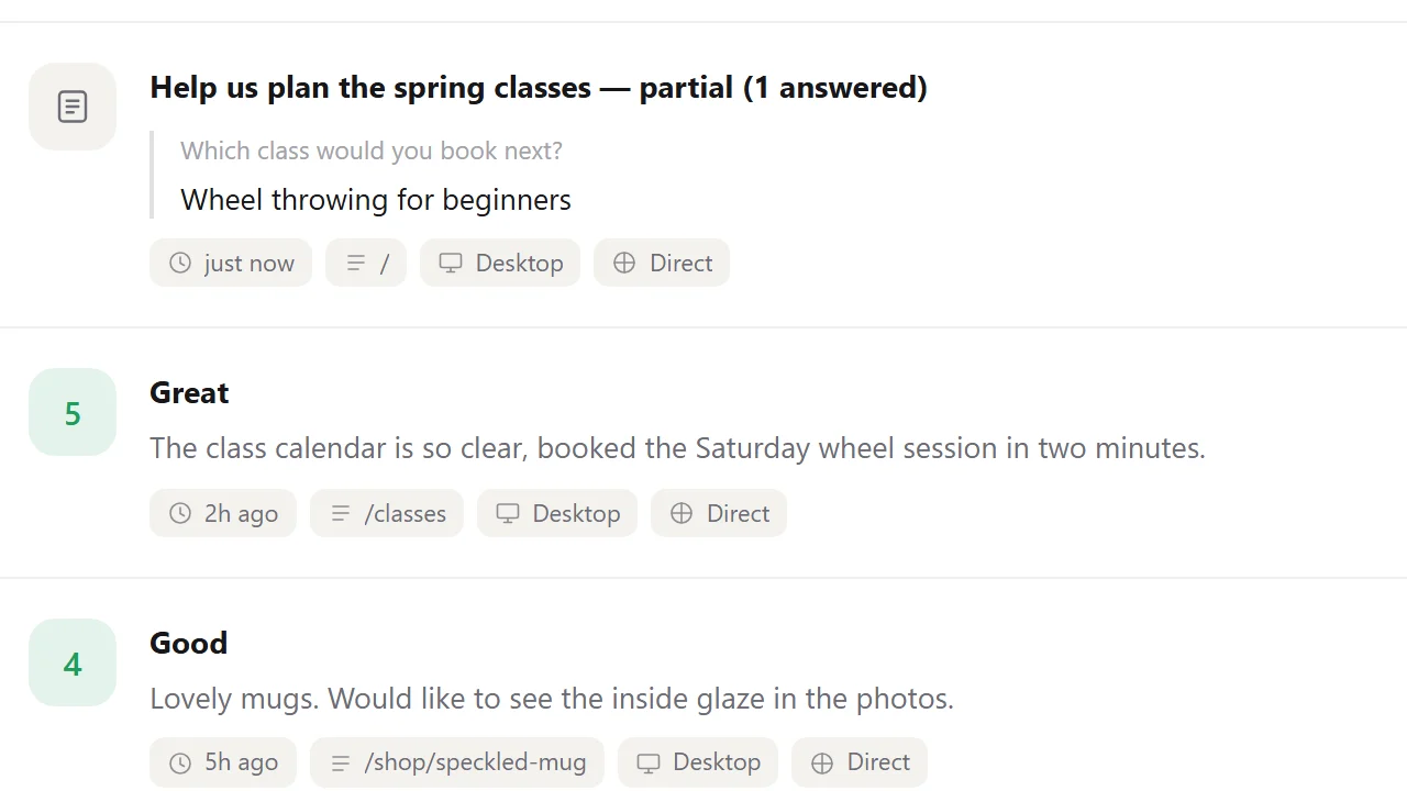 Partial answers kept