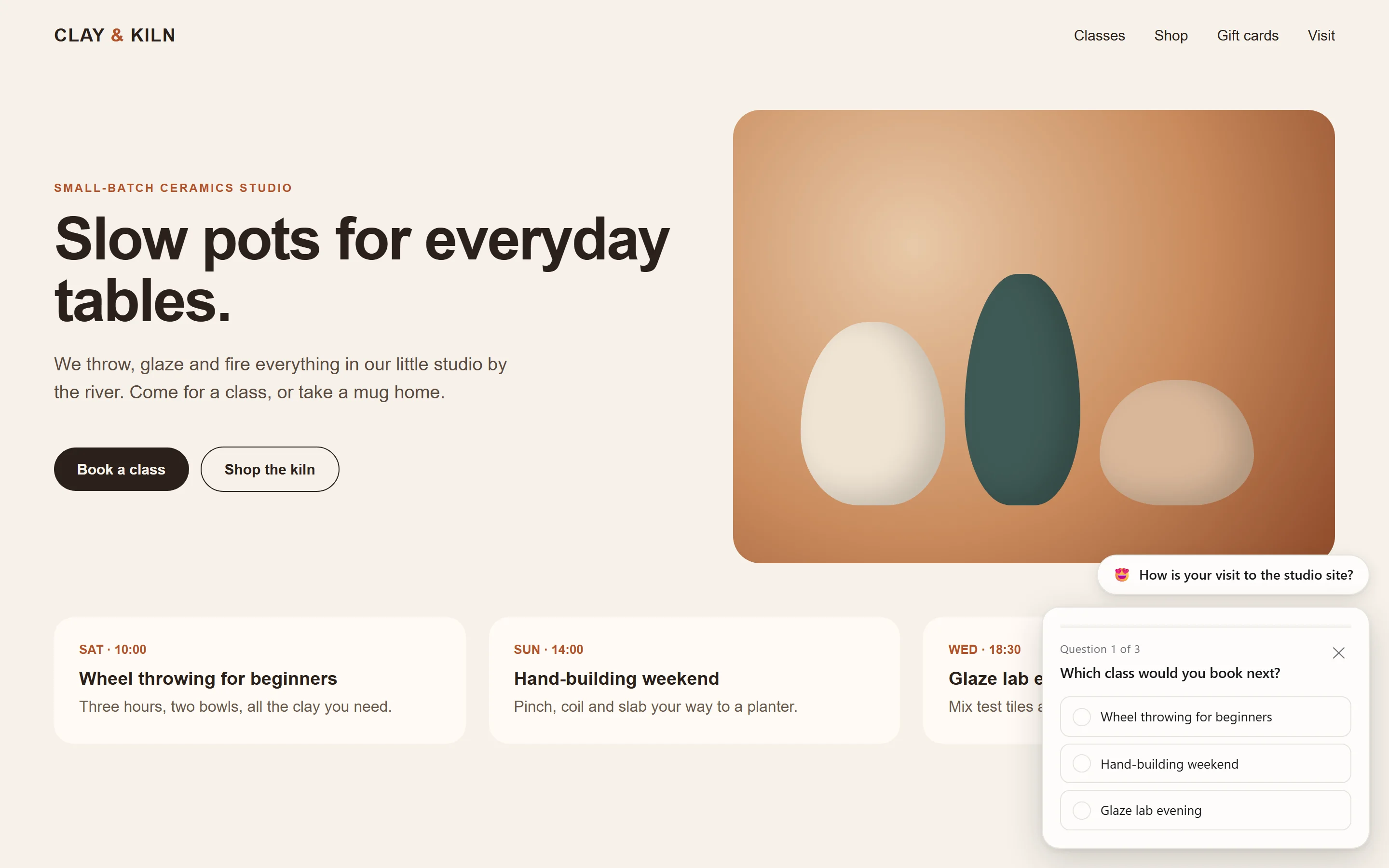 The survey, one question per screen, on the same site.