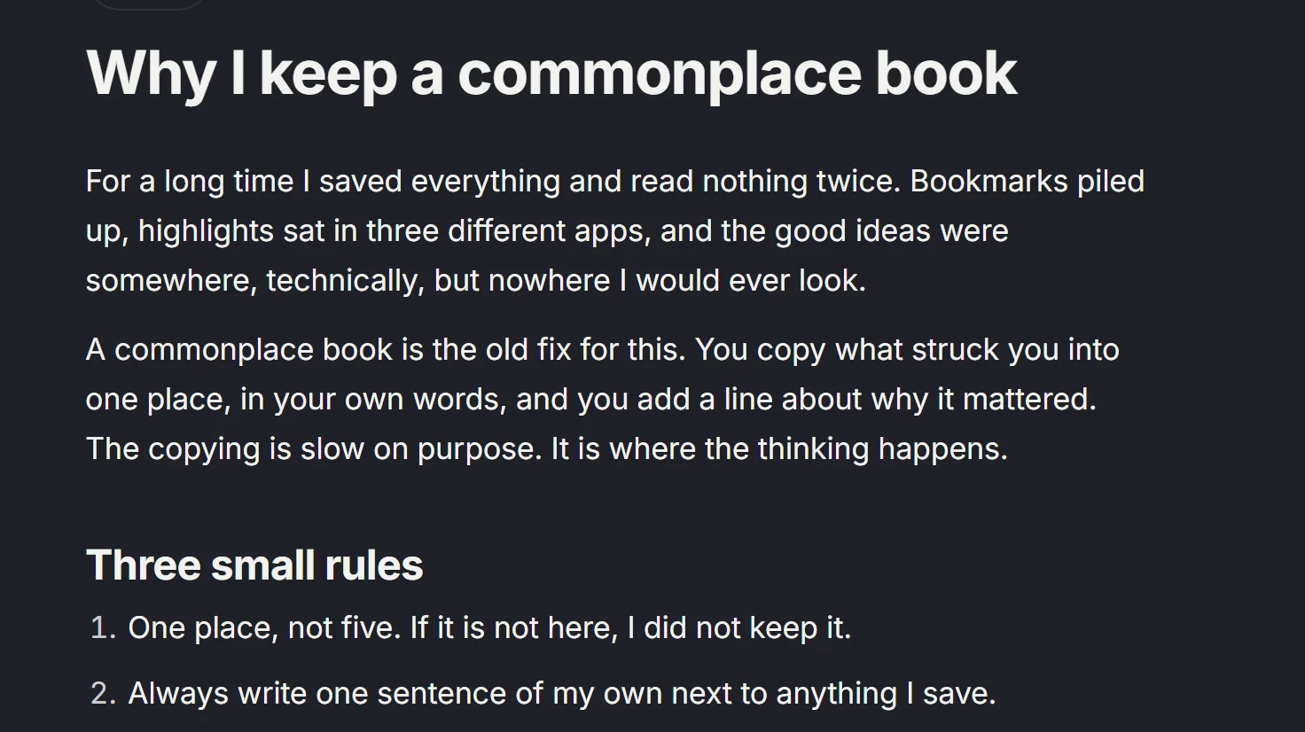 Dark reading mode