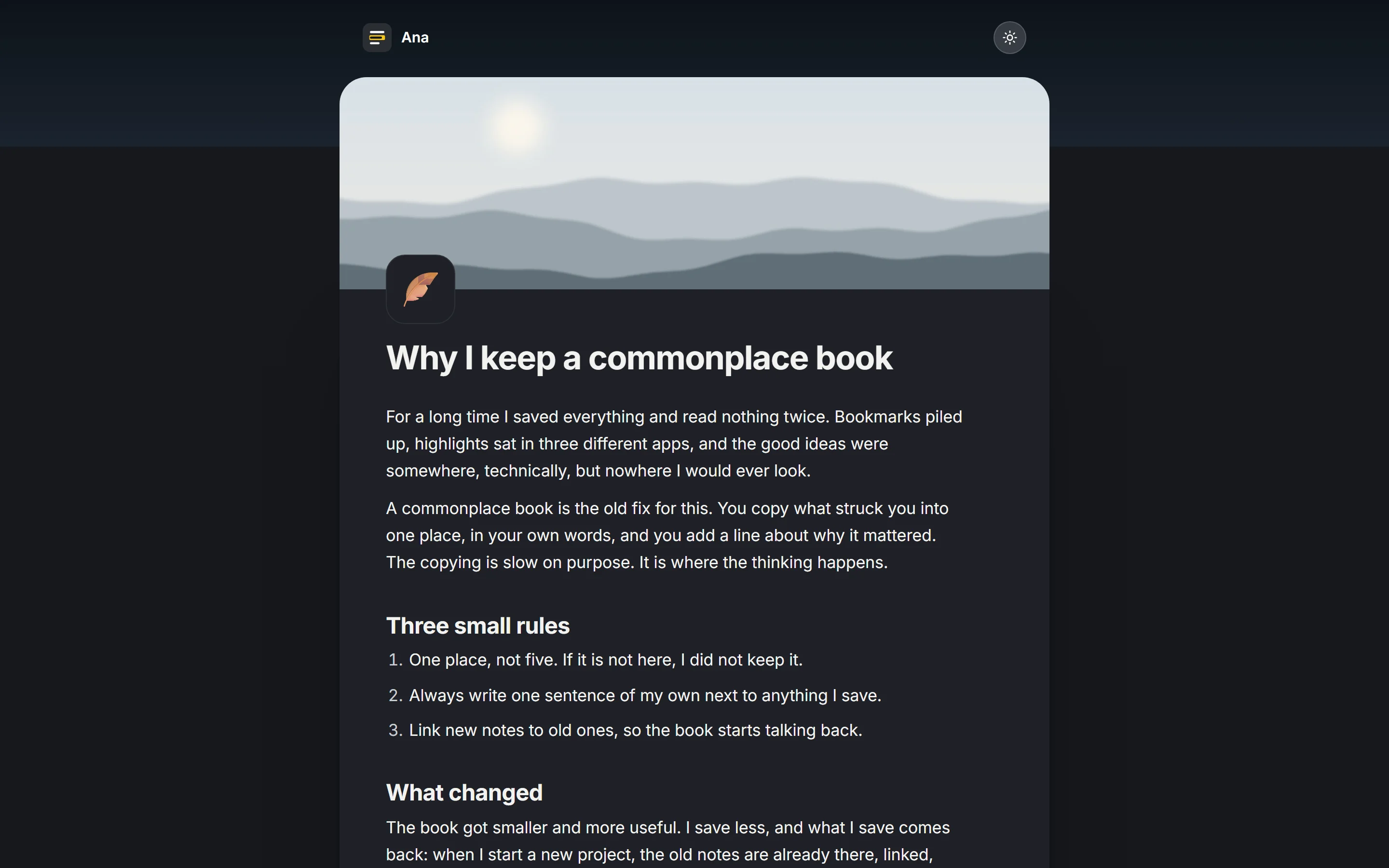 The same page in dark reading mode.